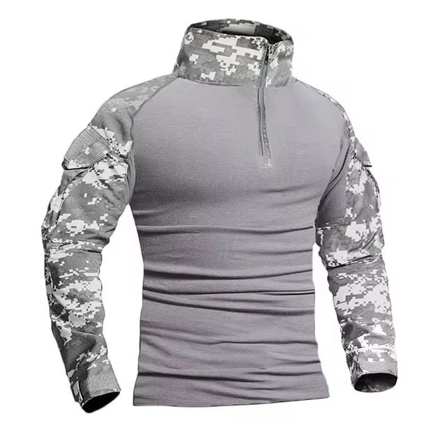 Long-sleeved shirt with stand-up collar and zip detail