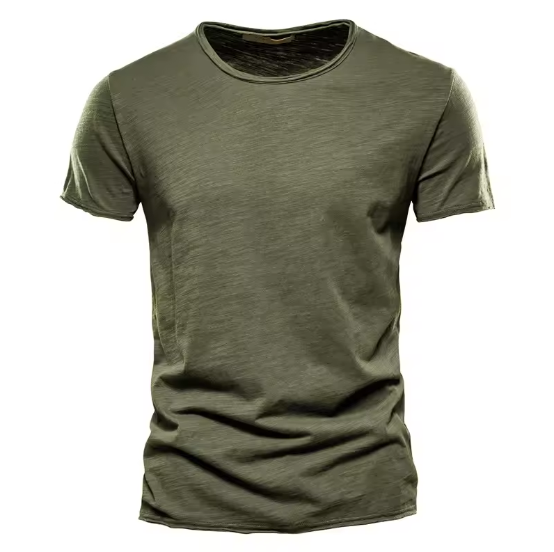Slim fit short-sleeved T-shirt with round neckline