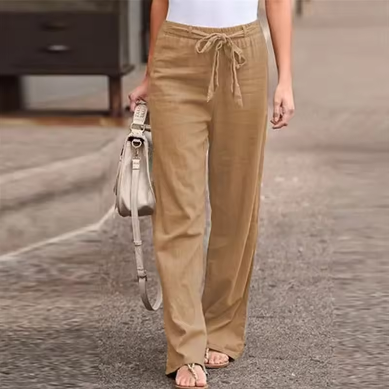 Wide-leg drawstring trousers with relaxed fit