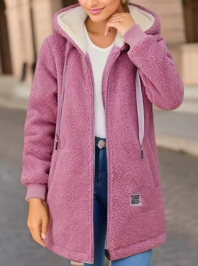 Women’s Hooded Jacket with Zipper Closure and Side Pockets