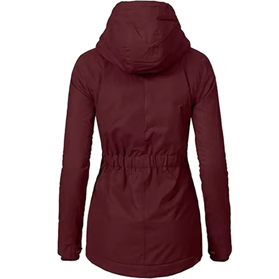 Fitted jacket with faux fur lining and detachable hood