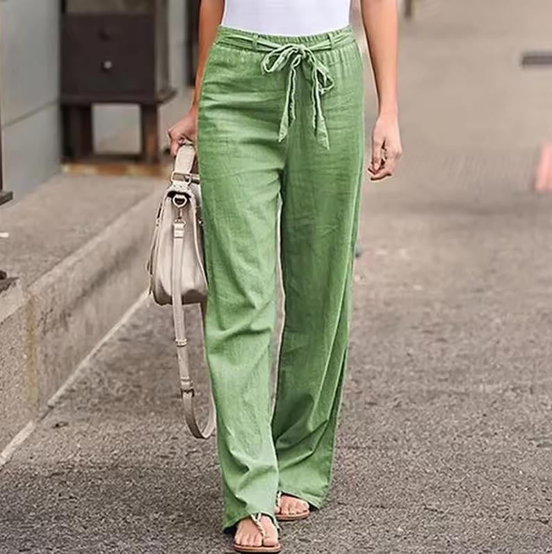 Wide-leg drawstring trousers with relaxed fit