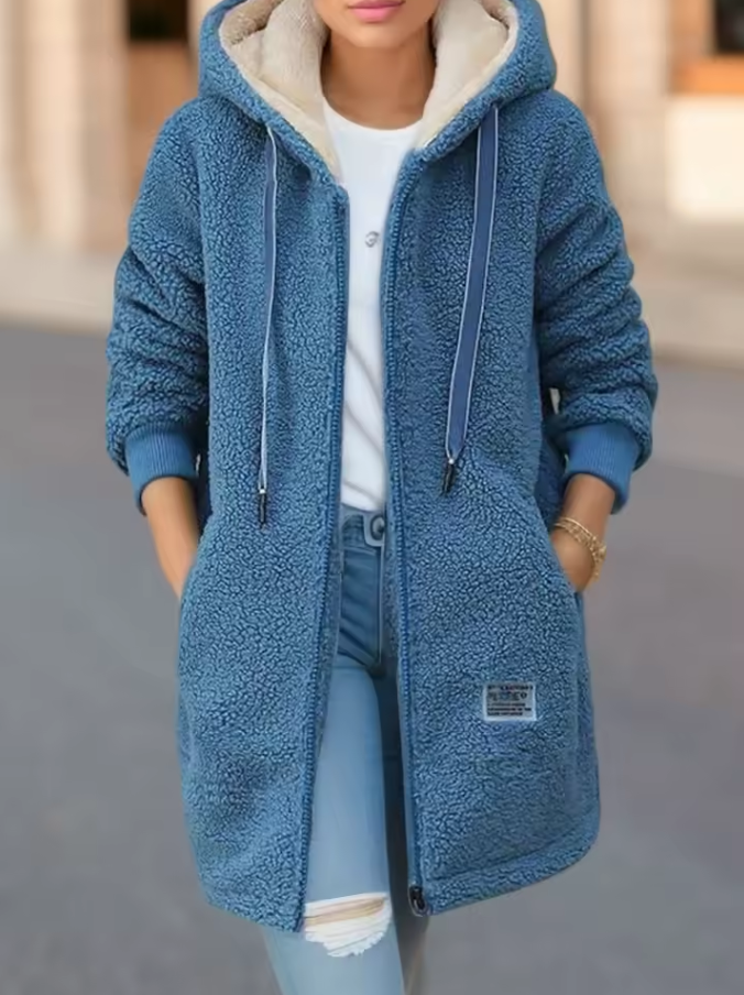 Women’s Hooded Jacket with Zipper Closure and Side Pockets