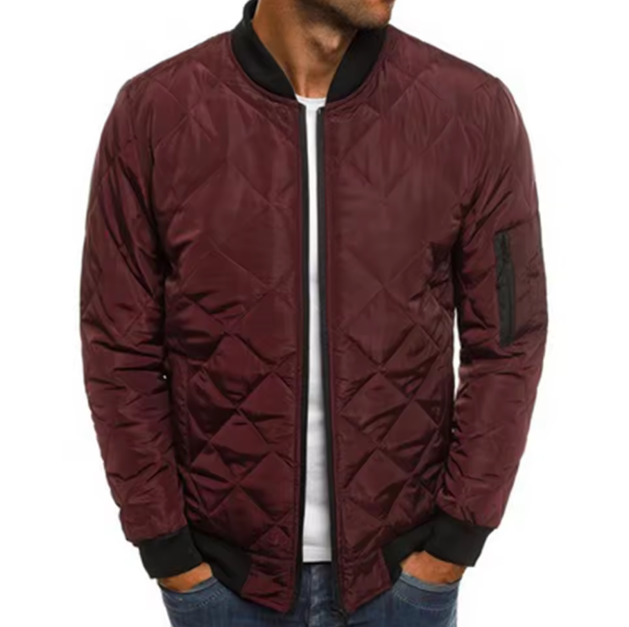 Quilted zip-up jacket with ribbed cuffs and hem