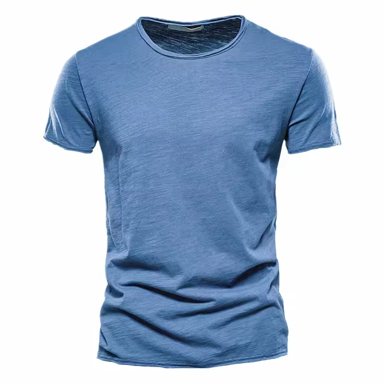 Slim fit short-sleeved T-shirt with round neckline