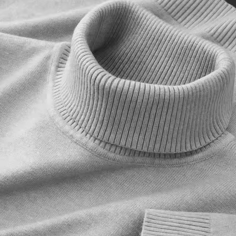 Slim fit turtleneck sweater with ribbed details