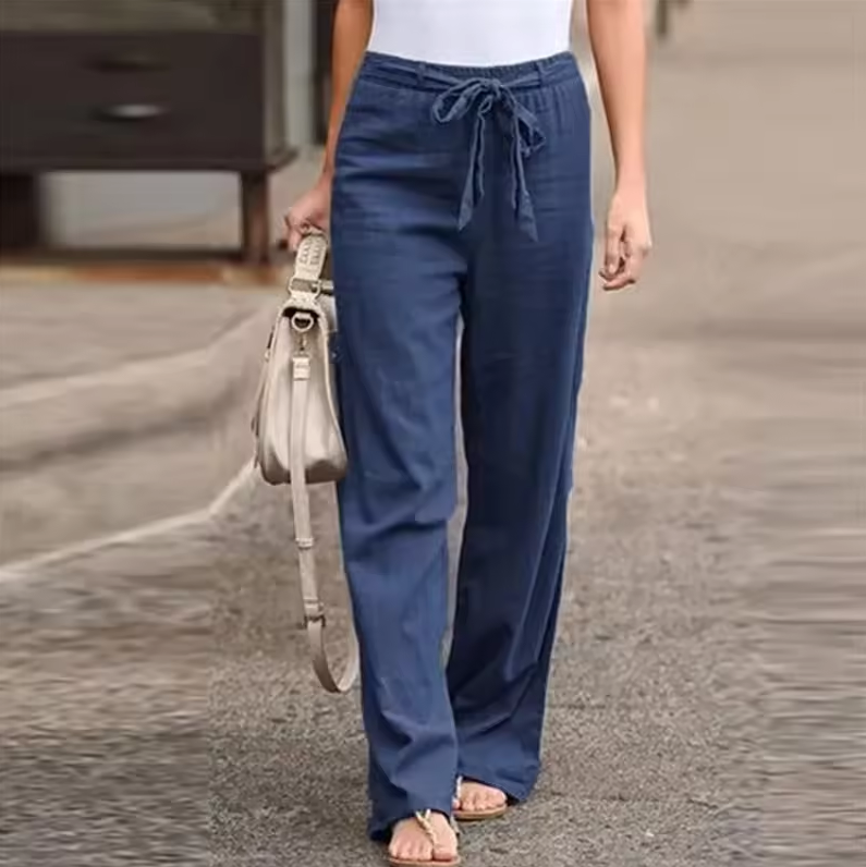 Wide-leg drawstring trousers with relaxed fit