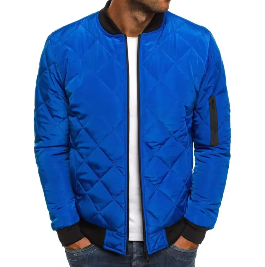 Quilted zip-up jacket with ribbed cuffs and hem