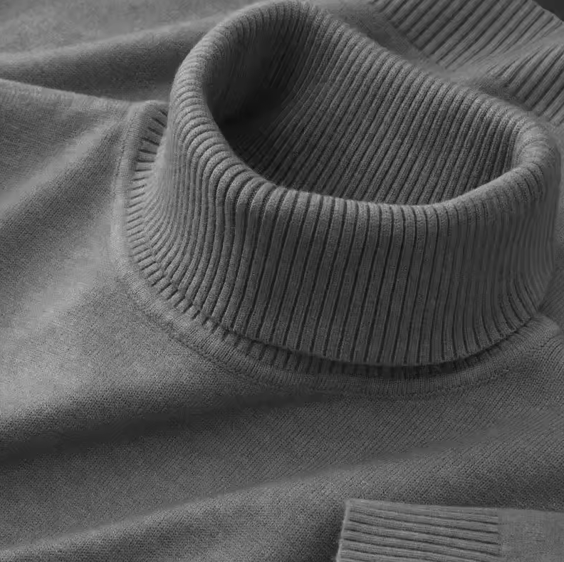Slim fit turtleneck sweater with ribbed details