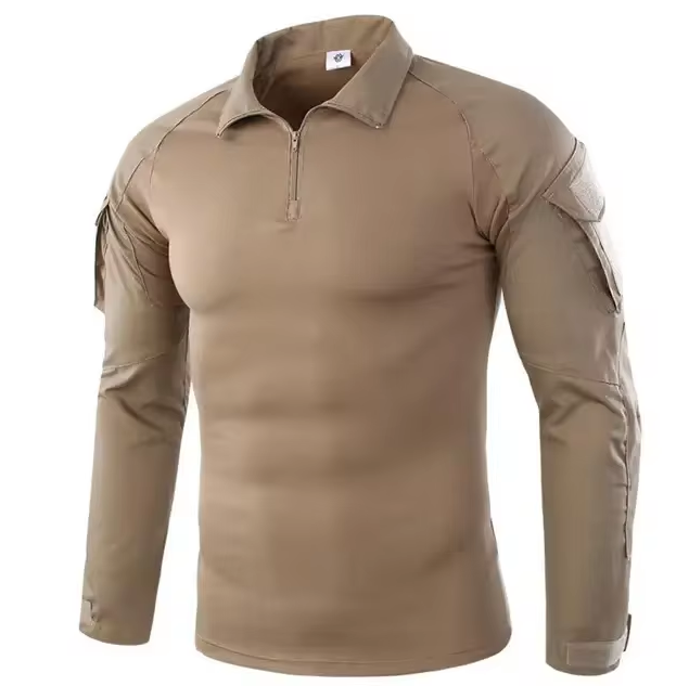 Long-sleeved shirt with stand-up collar and zip detail
