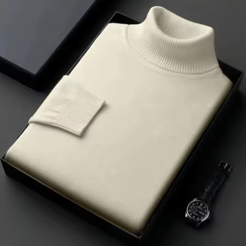 Slim fit turtleneck sweater with chest pocket