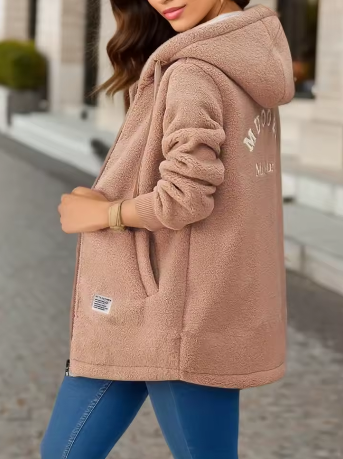 Women’s Hooded Jacket with Zipper Closure and Side Pockets