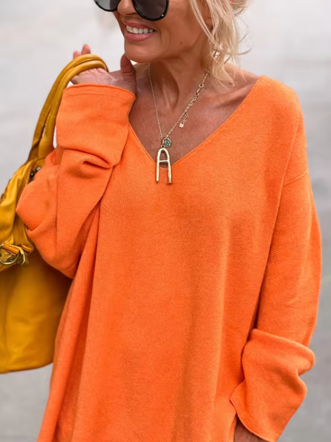 Women’s oversized V-neck sweater with relaxed fit