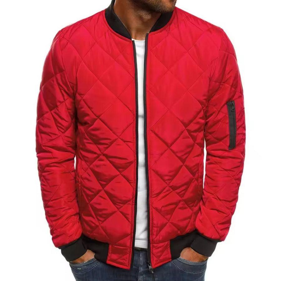 Quilted zip-up jacket with ribbed cuffs and hem