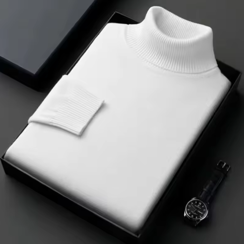 Slim fit turtleneck sweater with chest pocket