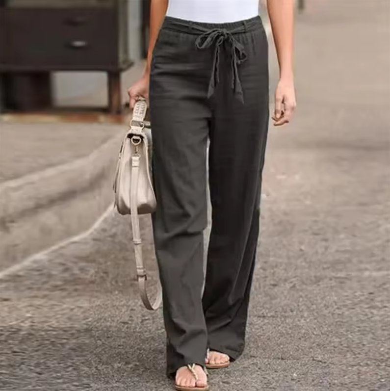 Wide-leg drawstring trousers with relaxed fit
