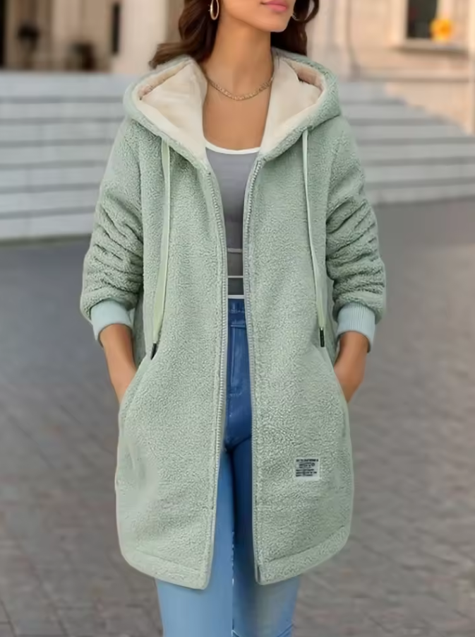 Women’s Hooded Jacket with Zipper Closure and Side Pockets