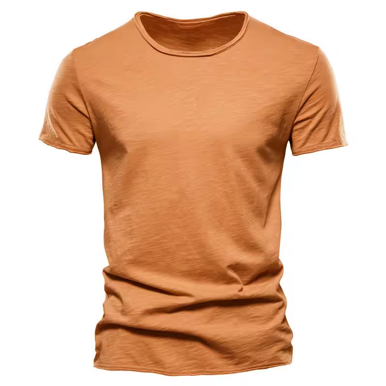 Slim fit short-sleeved T-shirt with round neckline