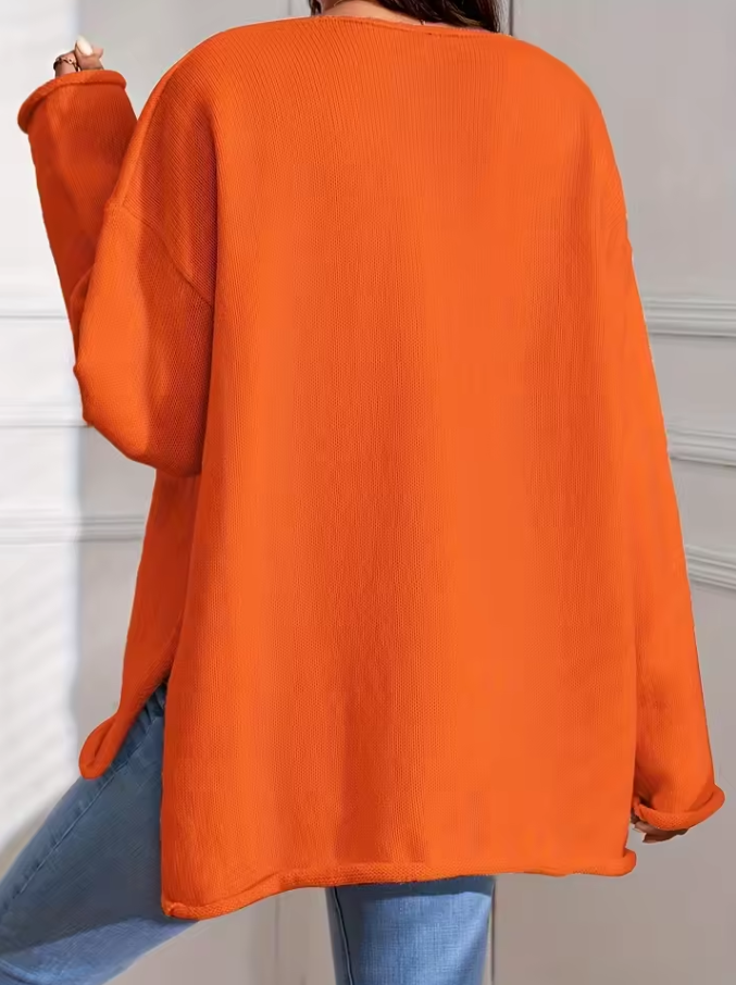 Women’s oversized V-neck sweater with relaxed fit