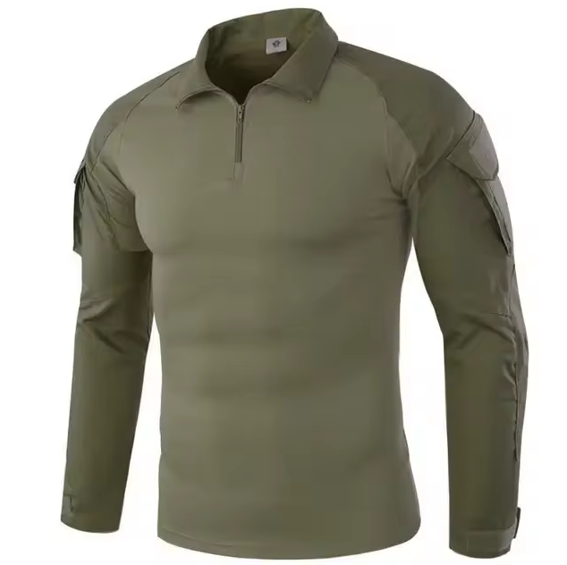Long-sleeved shirt with stand-up collar and zip detail