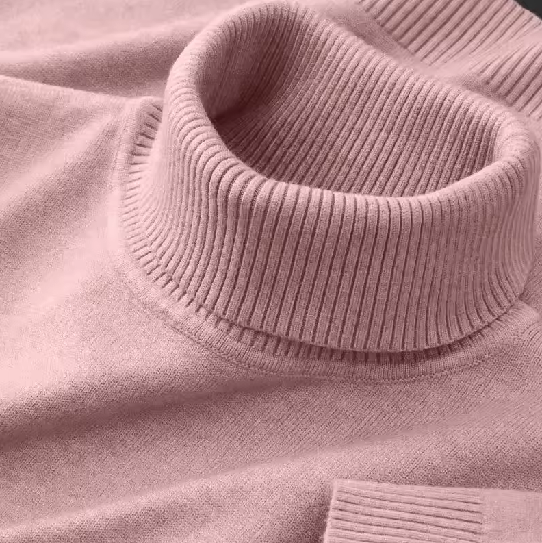 Slim fit turtleneck sweater with ribbed details