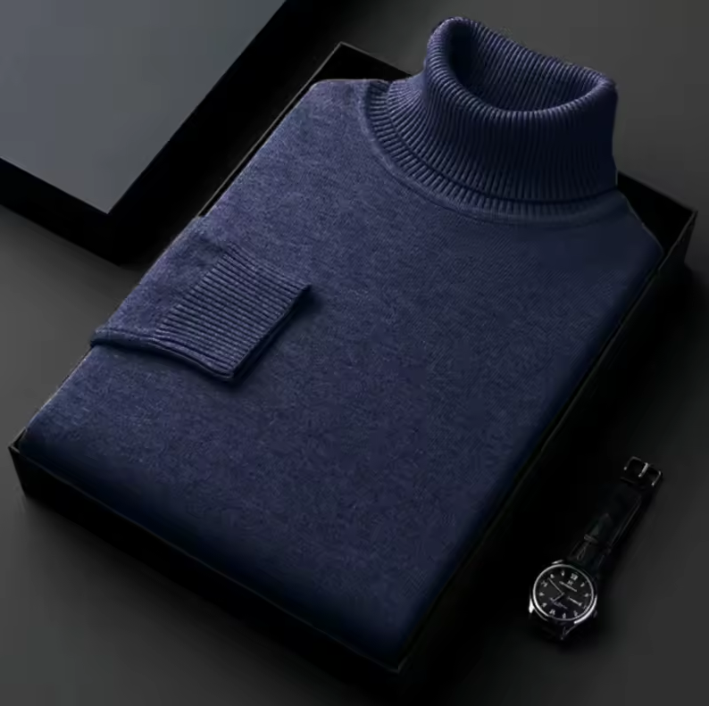 Slim fit turtleneck sweater with chest pocket