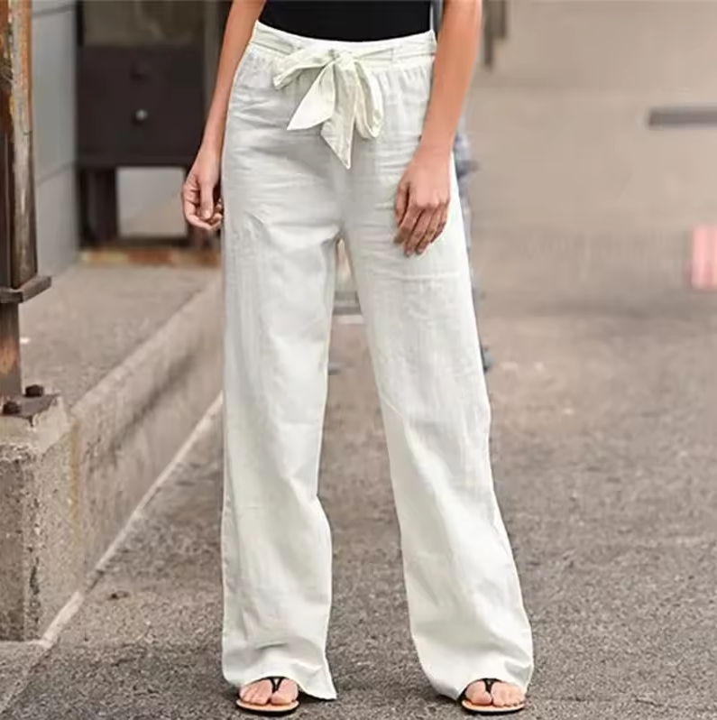 Wide-leg drawstring trousers with relaxed fit