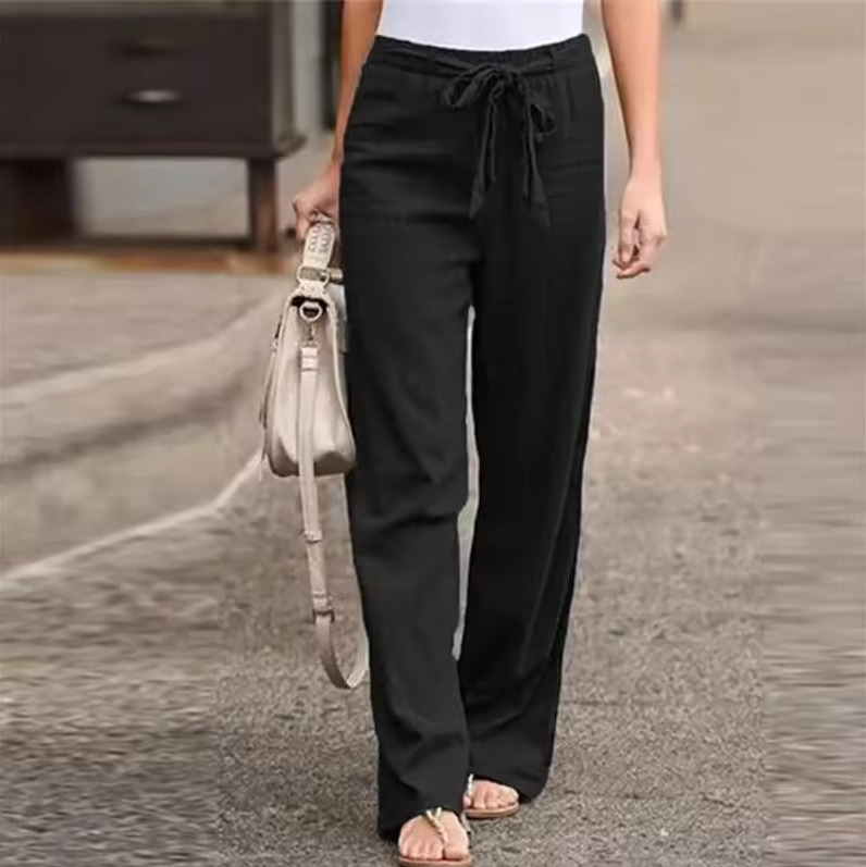 Wide-leg drawstring trousers with relaxed fit