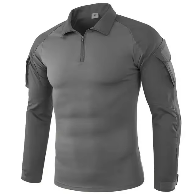 Long-sleeved shirt with stand-up collar and zip detail