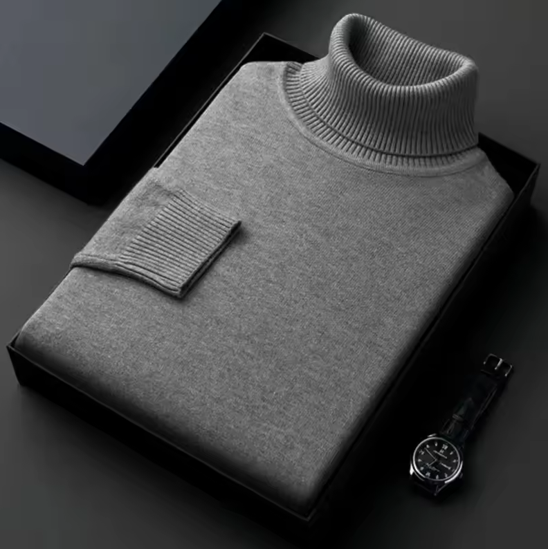 Slim fit turtleneck sweater with chest pocket