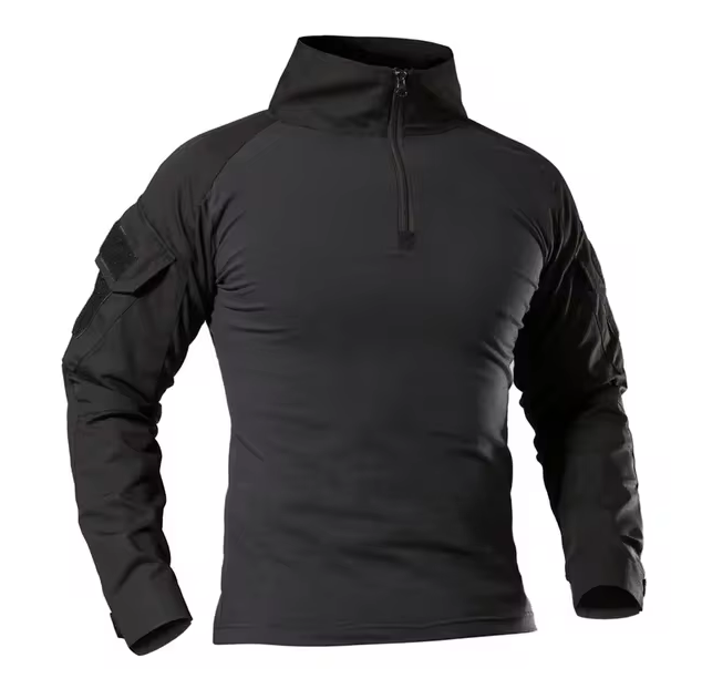 Long-sleeved shirt with stand-up collar and zip detail