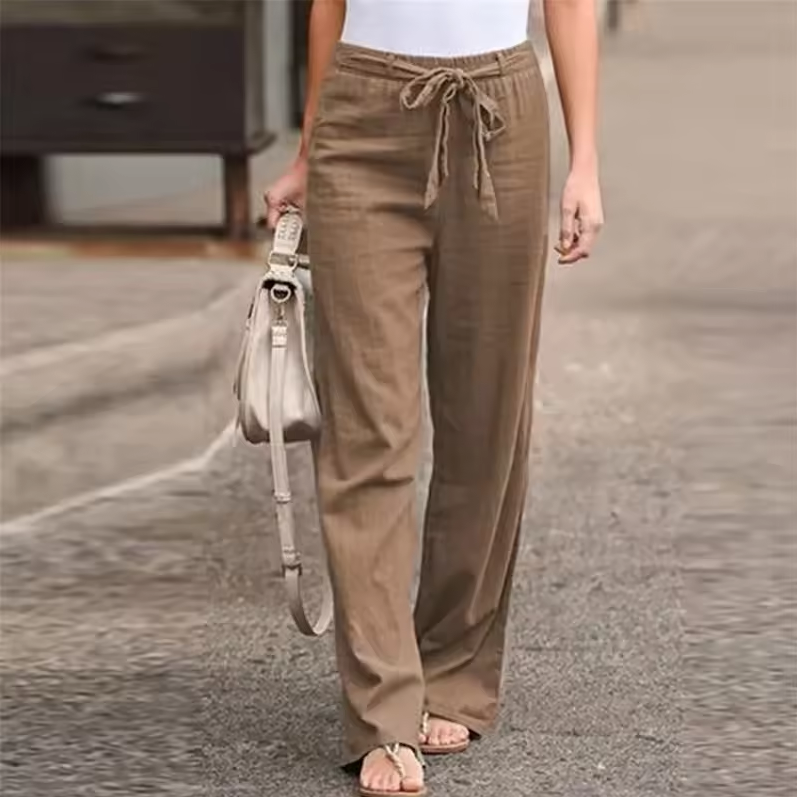 Wide-leg drawstring trousers with relaxed fit