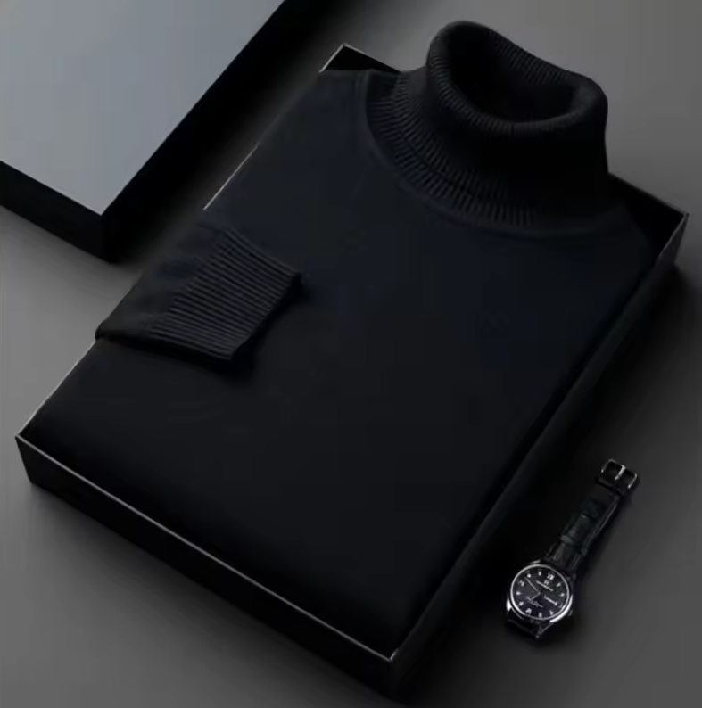 Slim fit turtleneck sweater with chest pocket