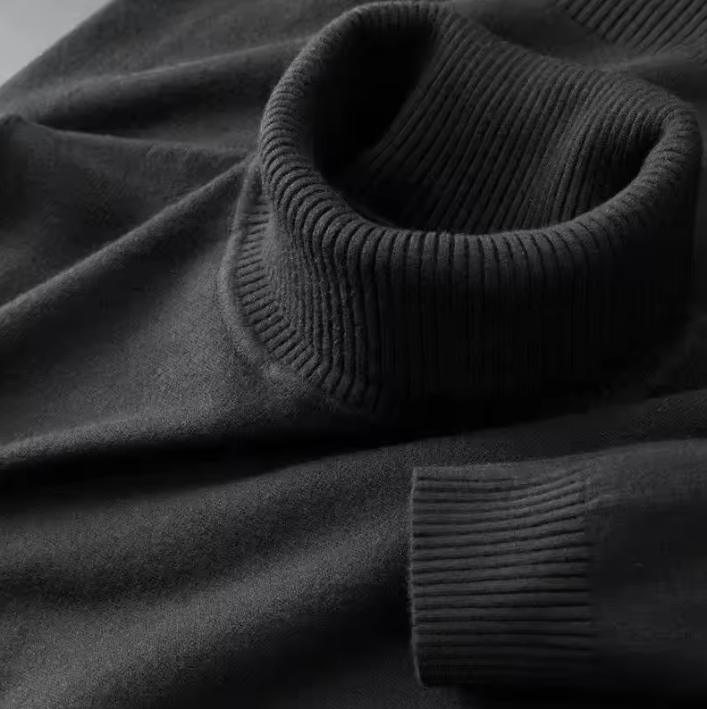 Slim fit turtleneck sweater with ribbed details
