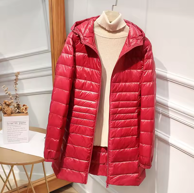 Lightweight quilted jacket with hood and zip closure