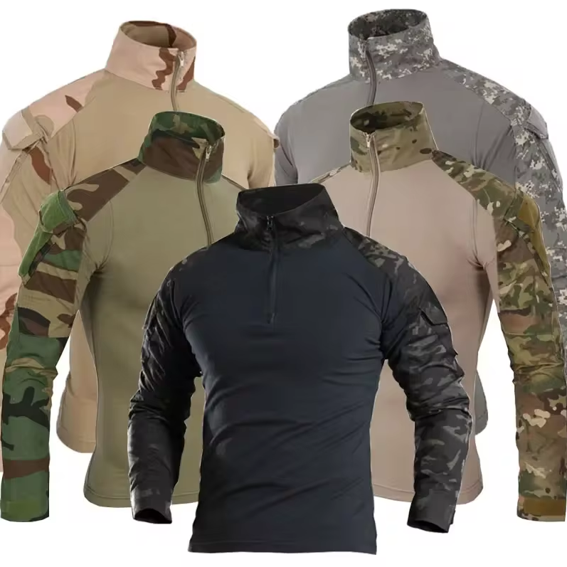 Long-sleeved shirt with stand-up collar and zip detail
