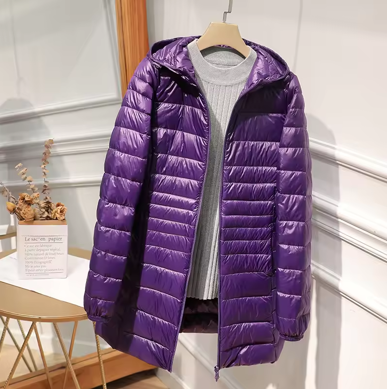 Lightweight quilted jacket with hood and zip closure