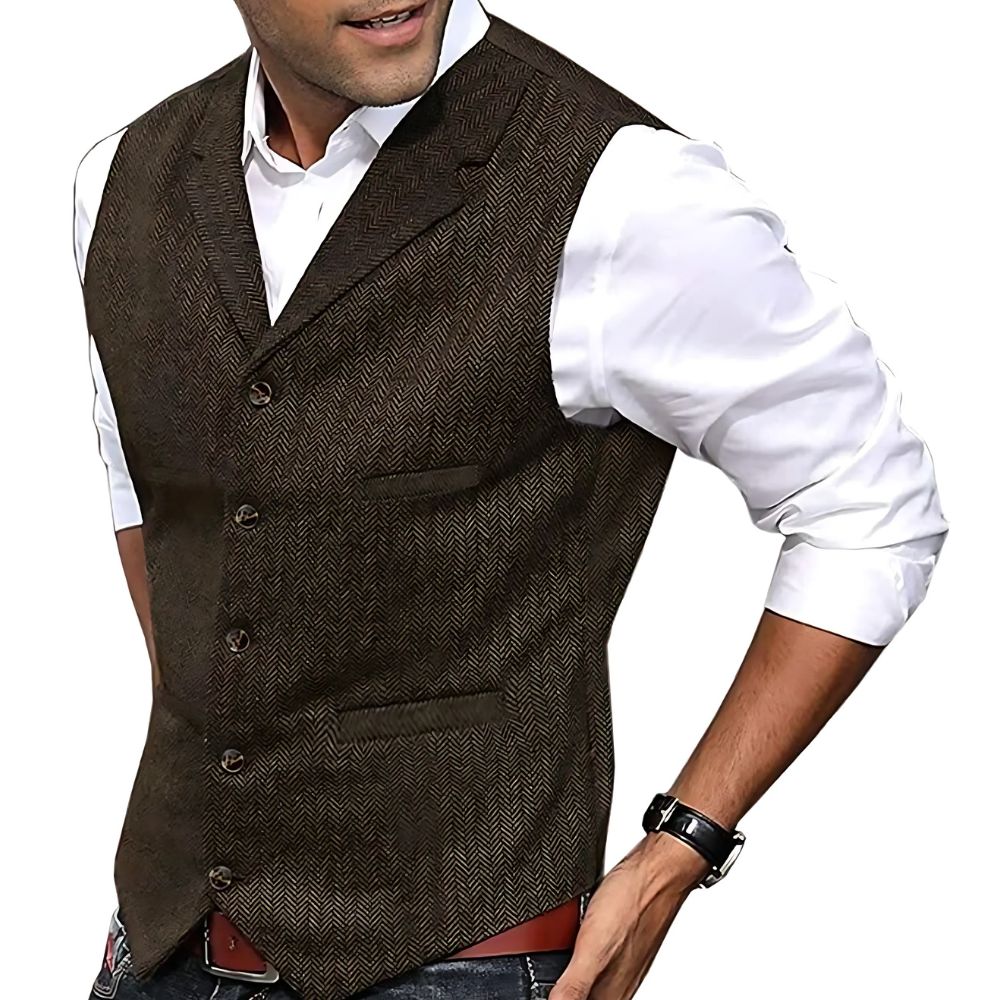 Men’s Button-Front Vest with Tailored Fit