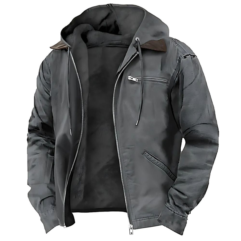 Men’s Jacket with Hood and Zipper Pockets
