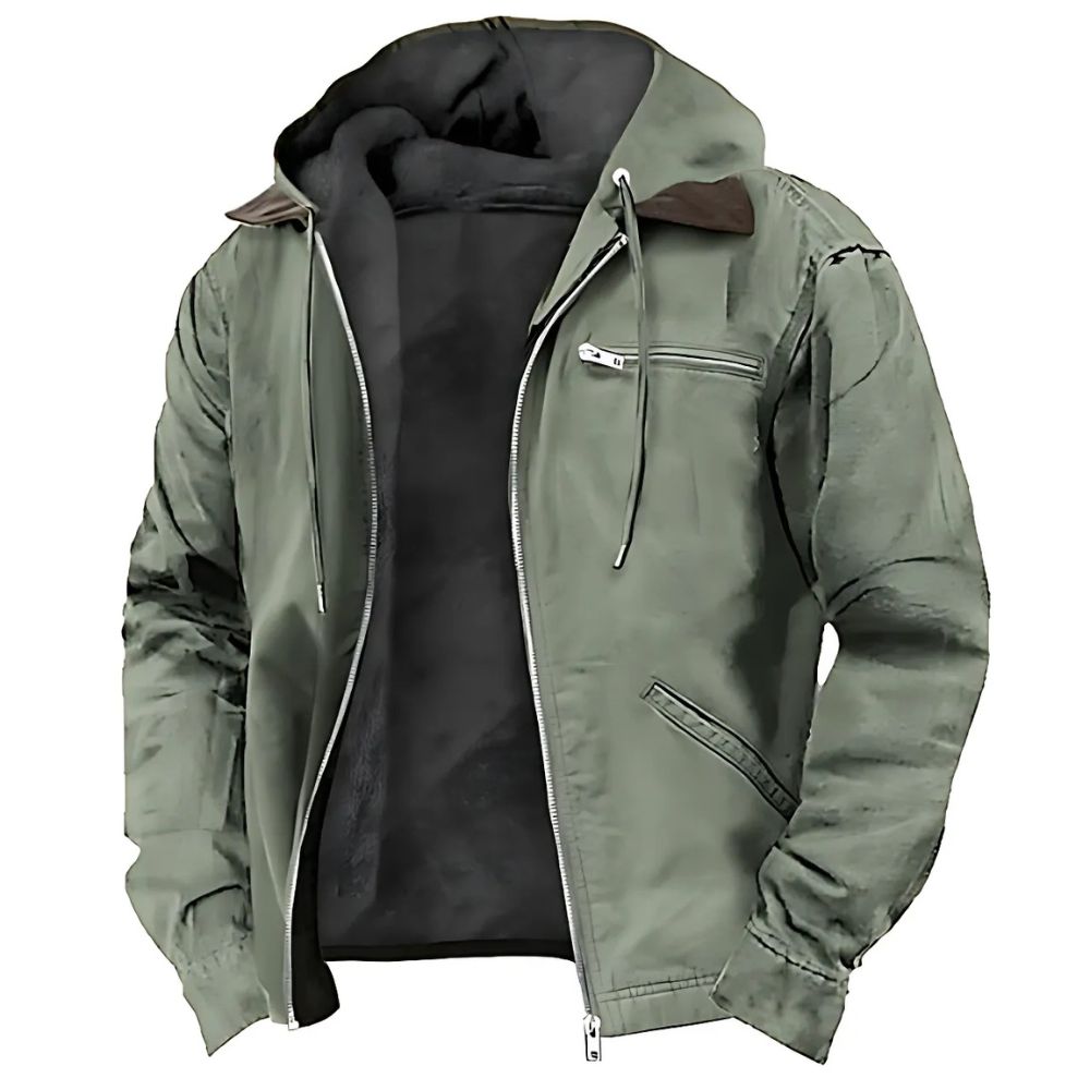 Men’s Jacket with Hood and Zipper Pockets