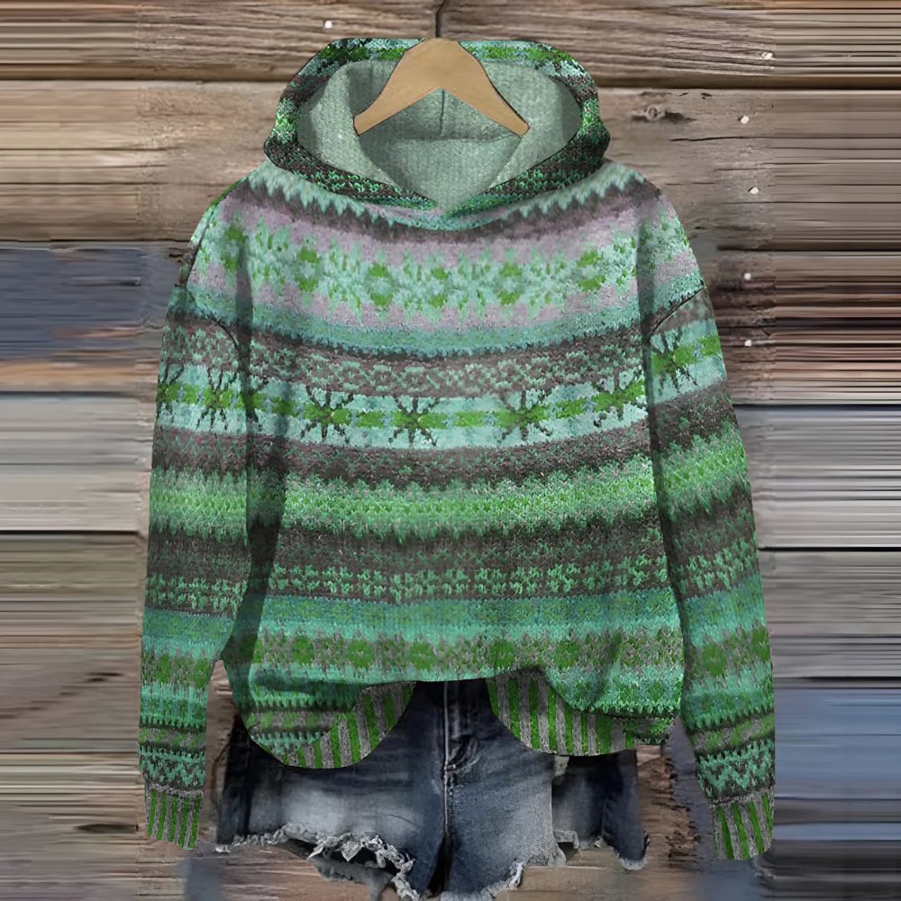 Women’s Hoodie with Traditional Pattern and Relaxed Fit