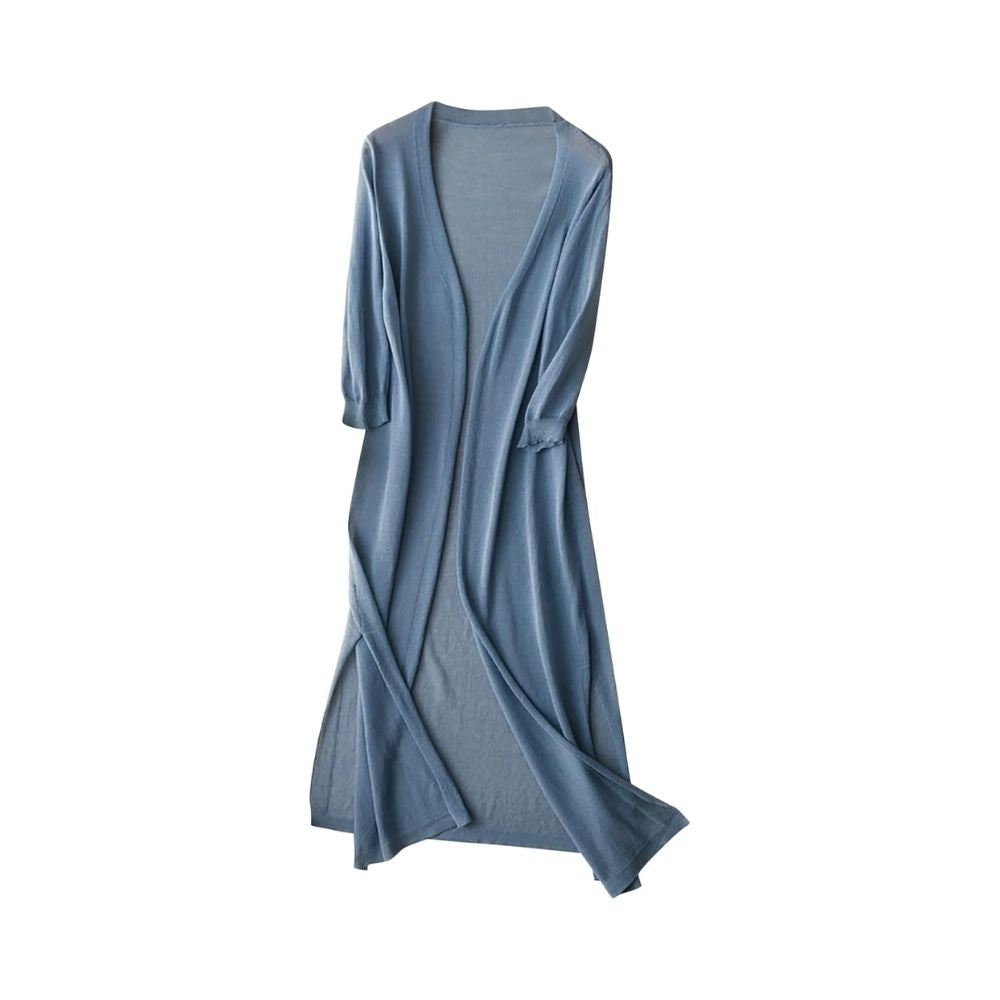 Women’s Long Open-Front Cardigan with Flowing Design