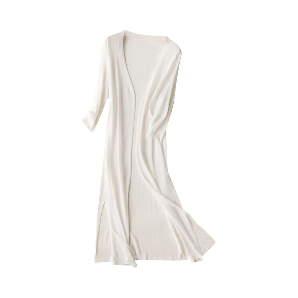 Women’s Long Open-Front Cardigan with Flowing Design