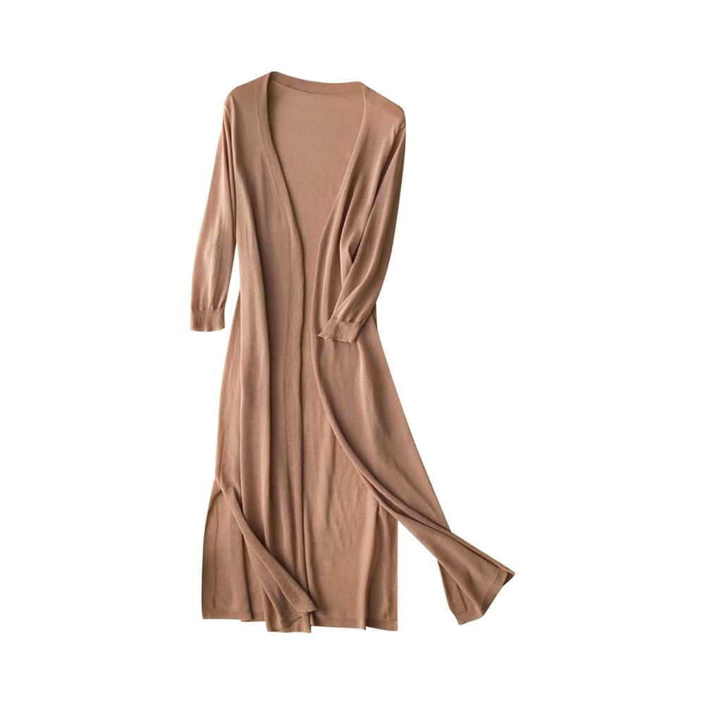 Women’s Long Open-Front Cardigan with Flowing Design