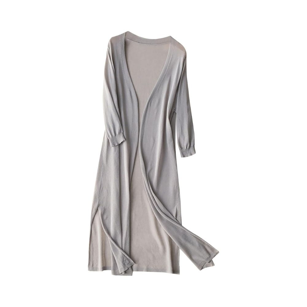 Women’s Long Open-Front Cardigan with Flowing Design