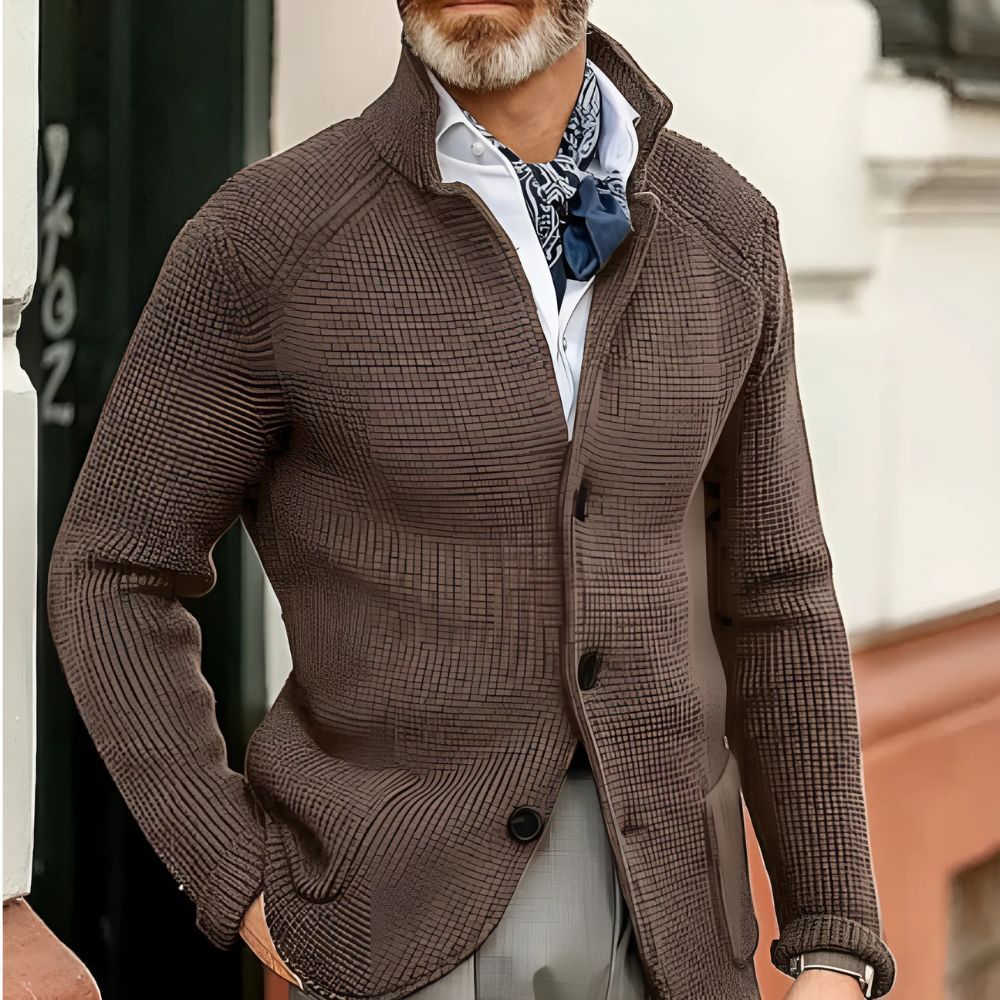 Men’s Knit Cardigan with Button Closure and Collar
