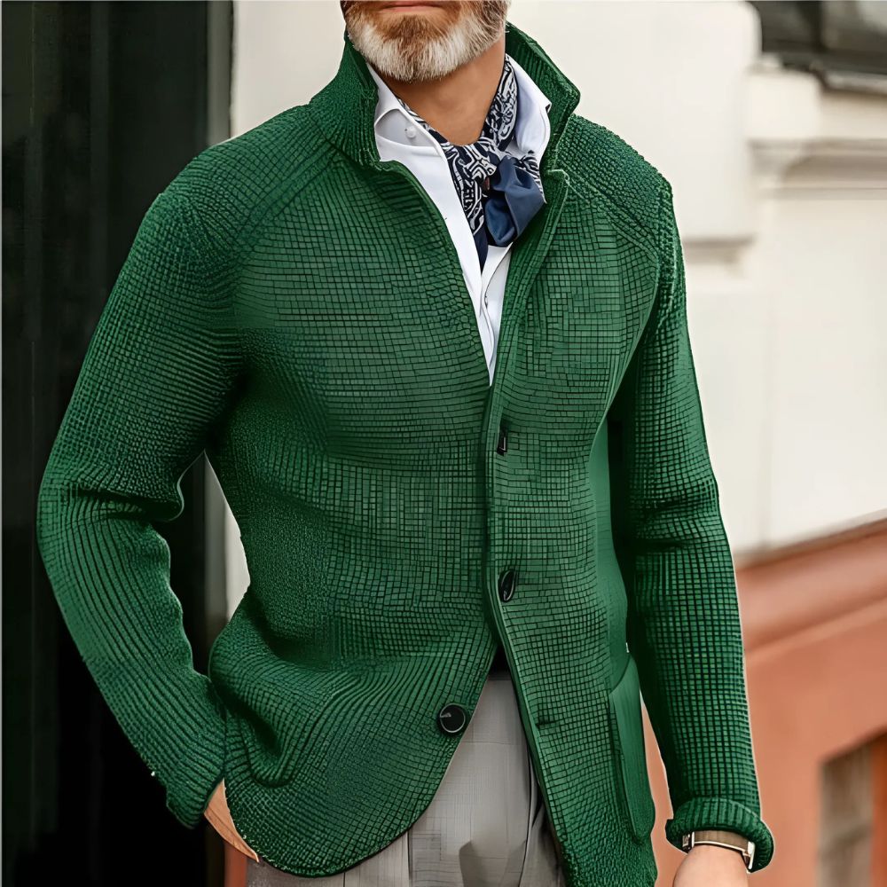 Men’s Knit Cardigan with Button Closure and Collar