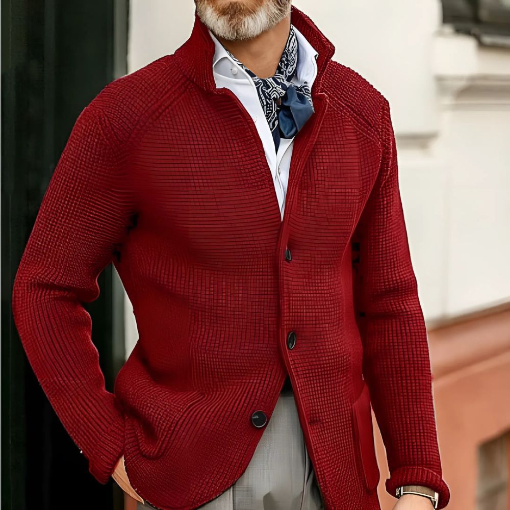 Men’s Knit Cardigan with Button Closure and Collar