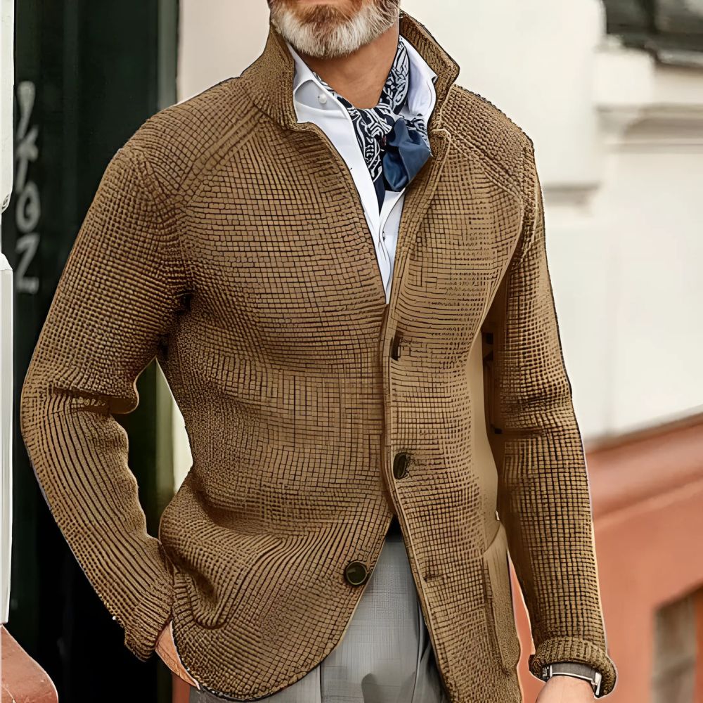 Men’s Knit Cardigan with Button Closure and Collar