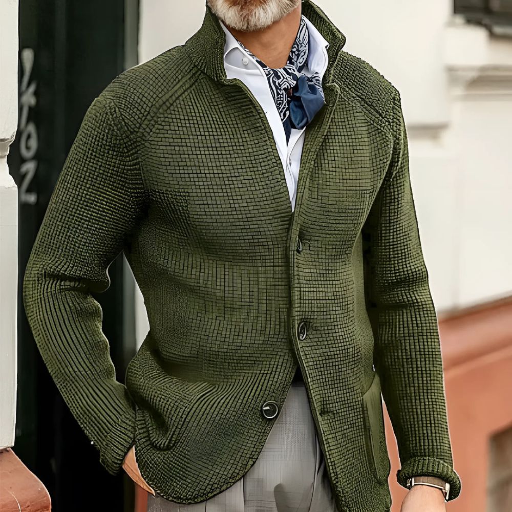 Men’s Knit Cardigan with Button Closure and Collar